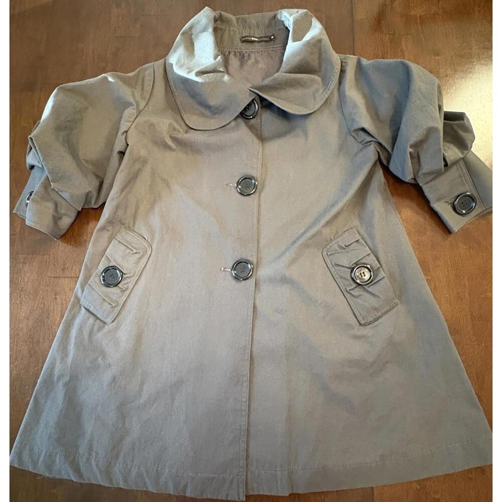 Hazel Anthropologie Jacket Size Large Army Green Puff Sleeves